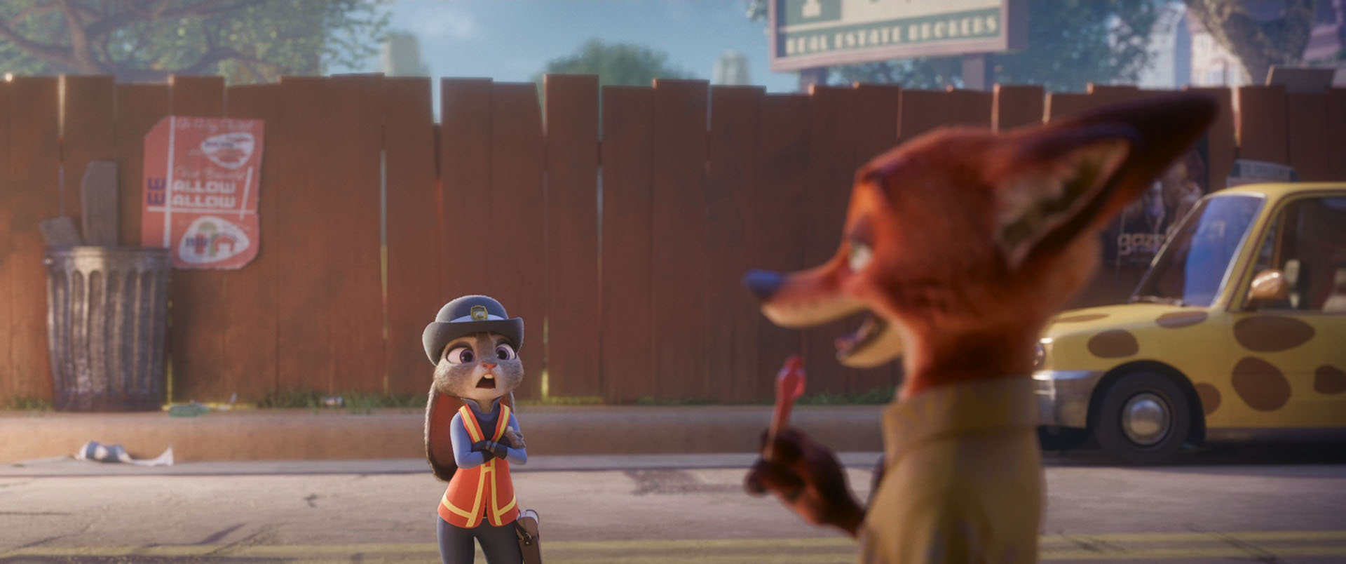 Nick Wilde eating one of his pawpsicles while Judy looks on in disbelief at Nick's unbelievable mouth. He's basically eating the profits but that's fine I'd pay him just to watch.